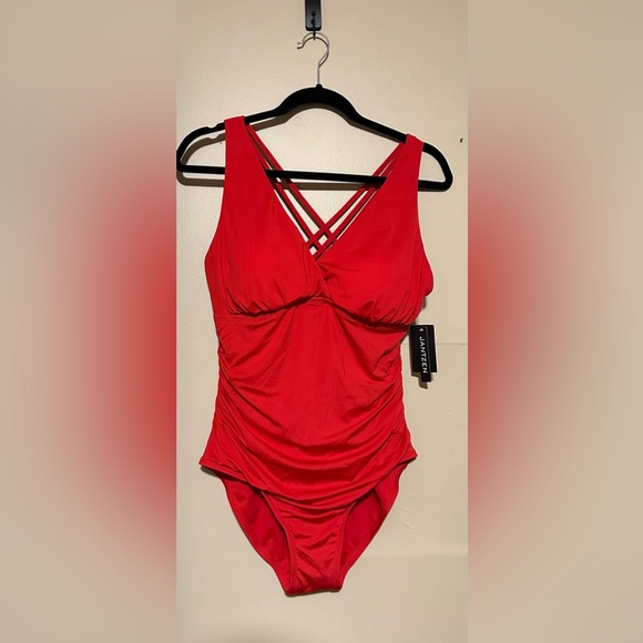 Jantzen Swim Nwt Sz 2 Jantzen Red Strappy Back Swimsuit Poshmark